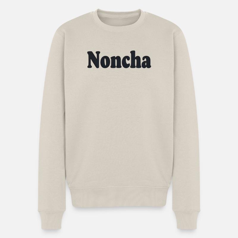 Noncha – Flämisches Textdesign - Männer Premium Bio Pullover - Beige