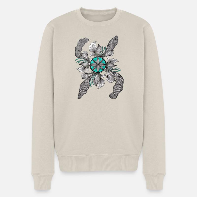 Fleur Étoile Déco Sarcelle - Pull Premium bio Homme - beige