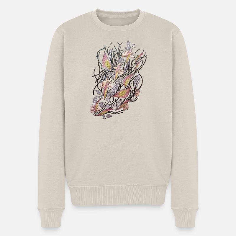 Florale Netze der Ranunkeln - Männer Premium Bio Pullover - Beige