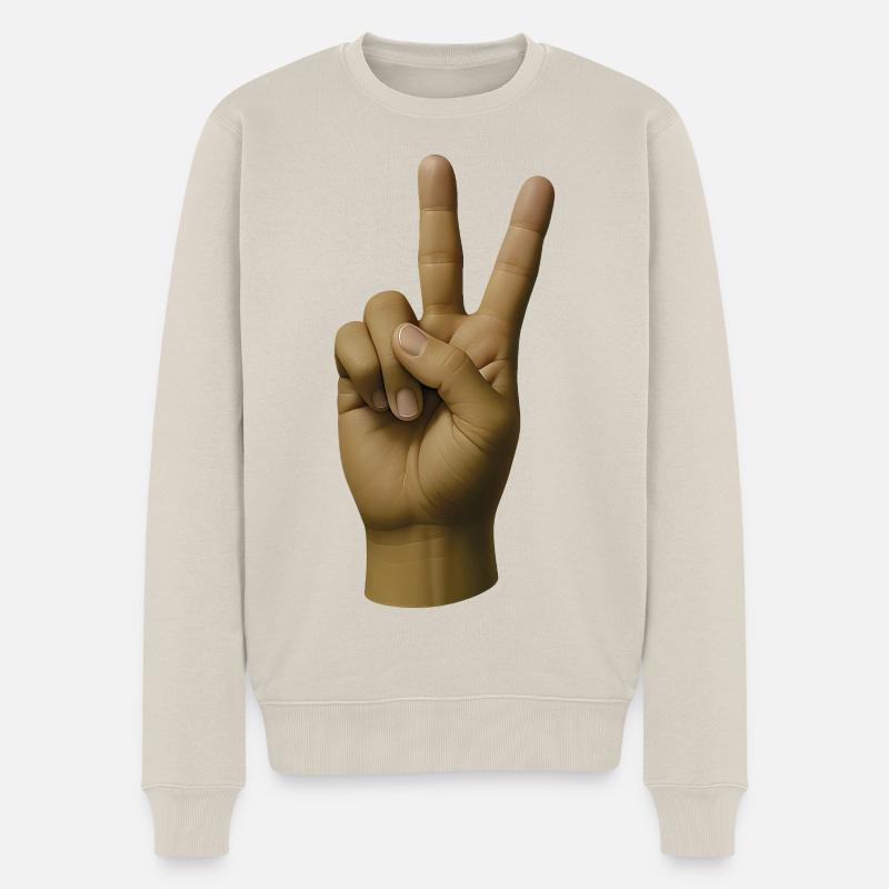 PEACE HAND #1 - peace & love - Pull Premium bio Homme - beige