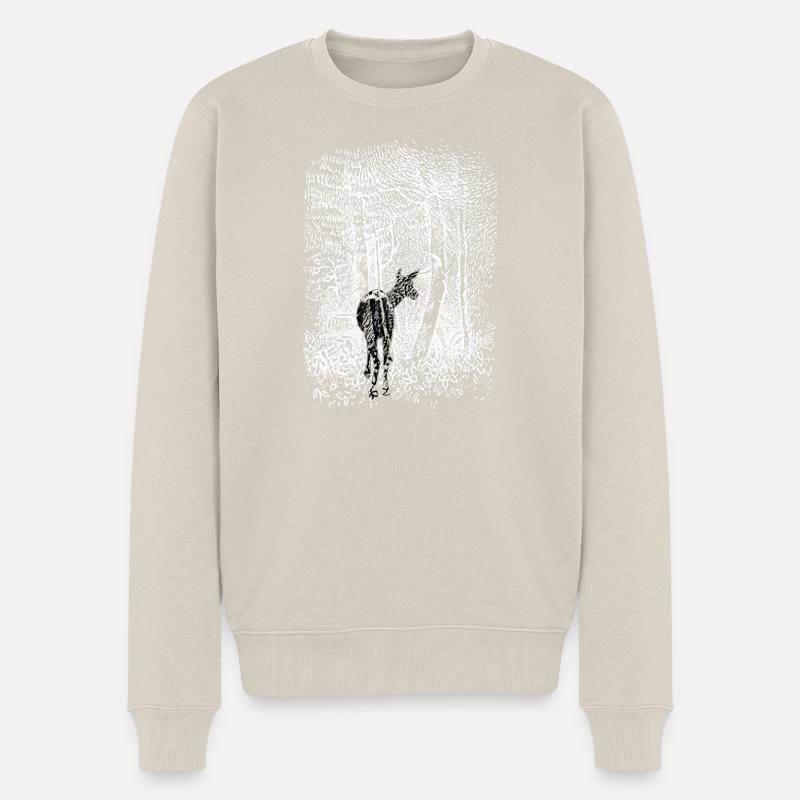 Wald Reh WEISS Umkehrbild - Männer Premium Bio Pullover - Beige