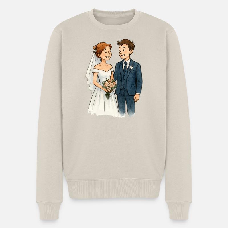 ehepaar-comic - Männer Premium Bio Pullover - Beige