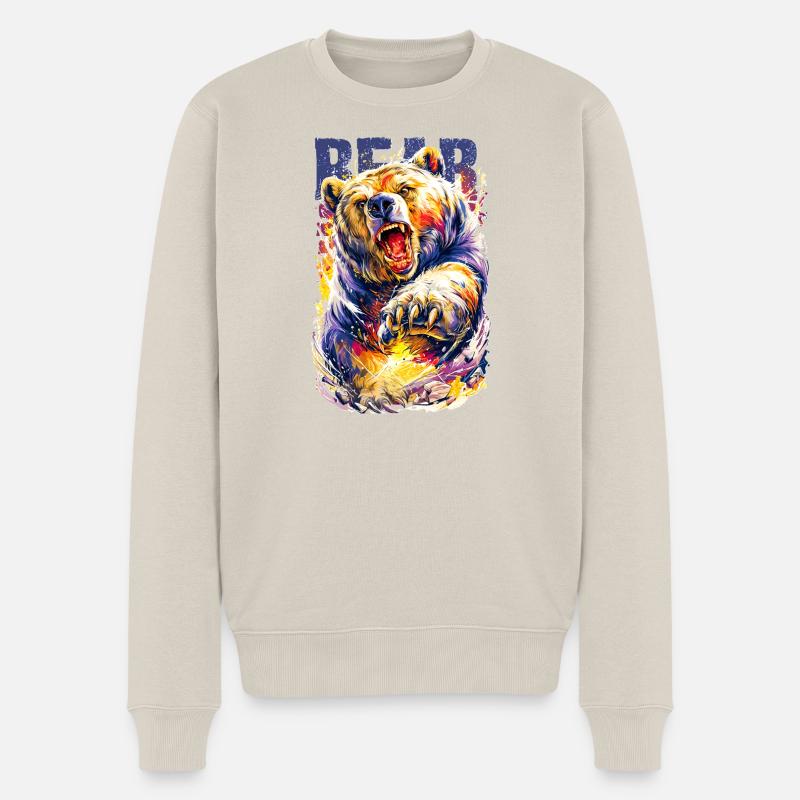Wildtier - Männer Premium Bio Pullover - Beige