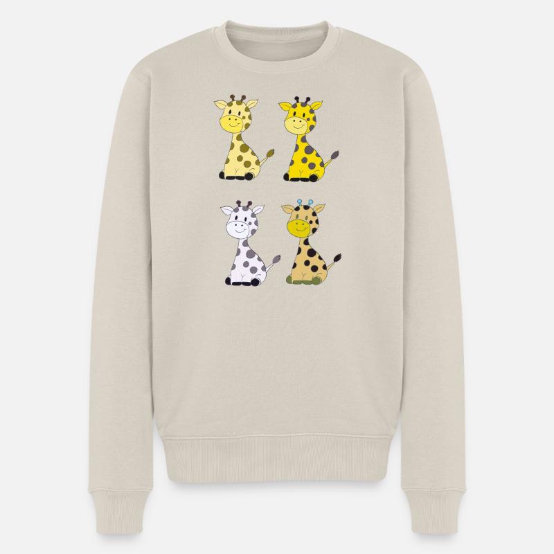 Giraffenquartett Bunt - Männer Premium Bio Pullover - Beige