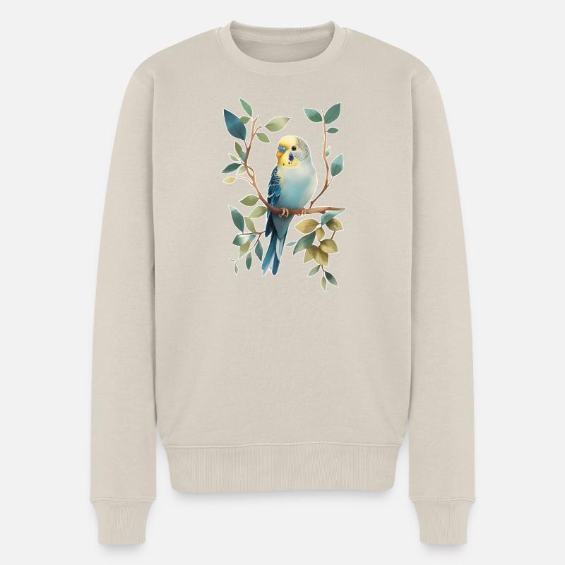 Wellensittich - Männer Premium Bio Pullover - Beige