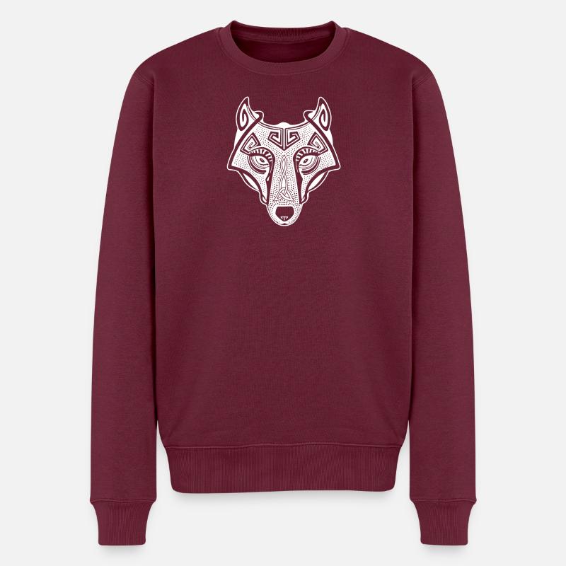 Loup viking Fenrir valhalla blanc - Pull Premium bio Homme - bourgogne