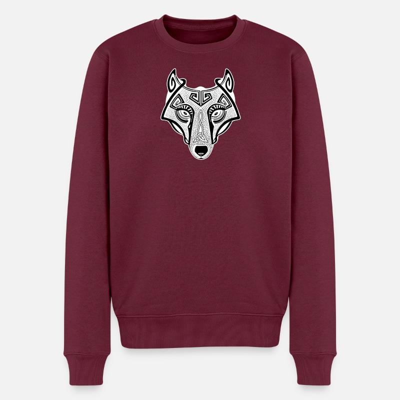 Loup viking Fenrir valhalla blanc - Pull Premium bio Homme - bourgogne