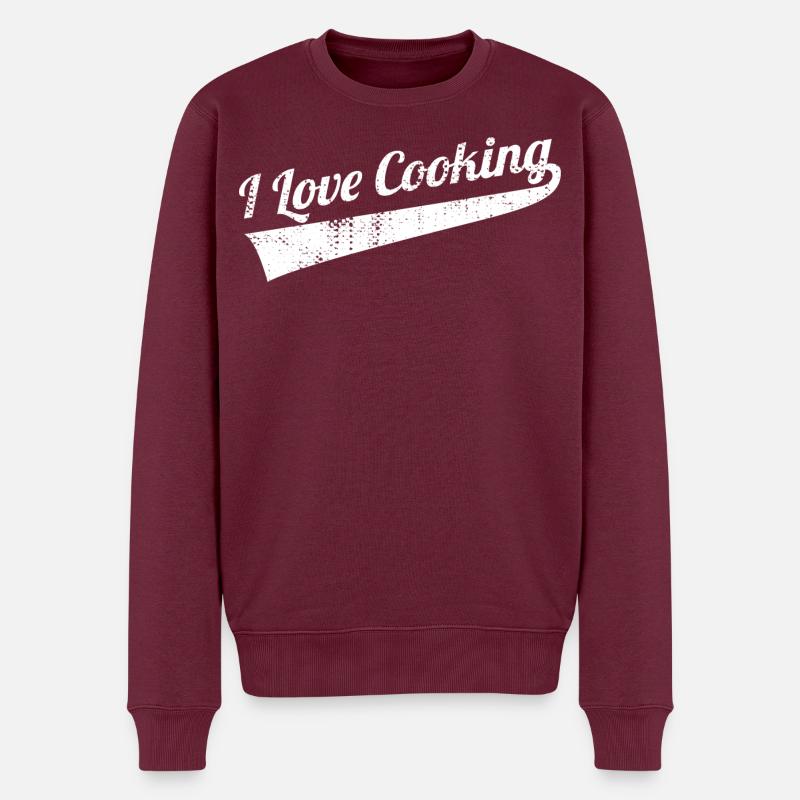 Ich liebe es zu kochen - Männer Premium Bio Pullover - Burgunderrot