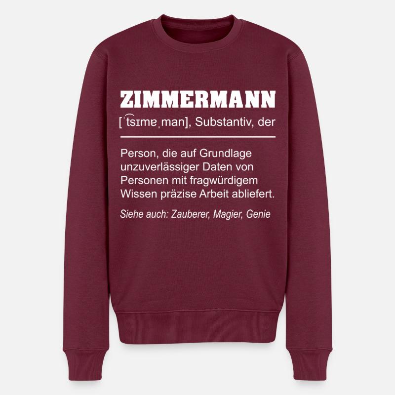 Définition de menuisier : drôle – Cadeau d’artisan - Pull Premium bio Homme - bourgogne