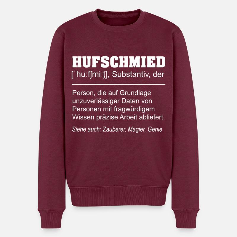 Hufschmied Definition Lustig  - Männer Premium Bio Pullover - Burgunderrot