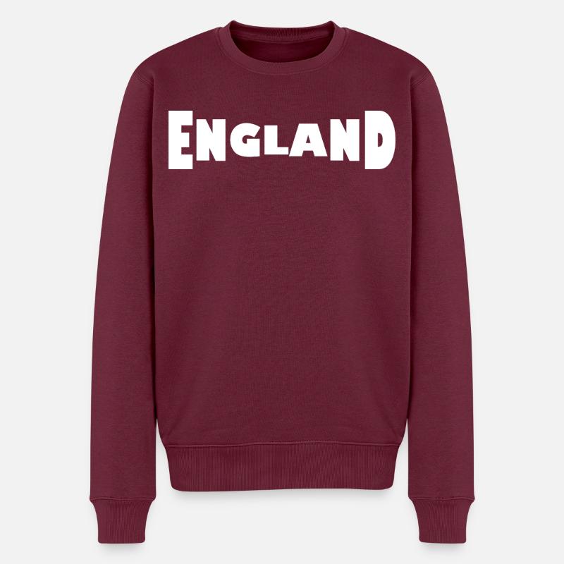 England - Männer Premium Bio Pullover - Burgunderrot