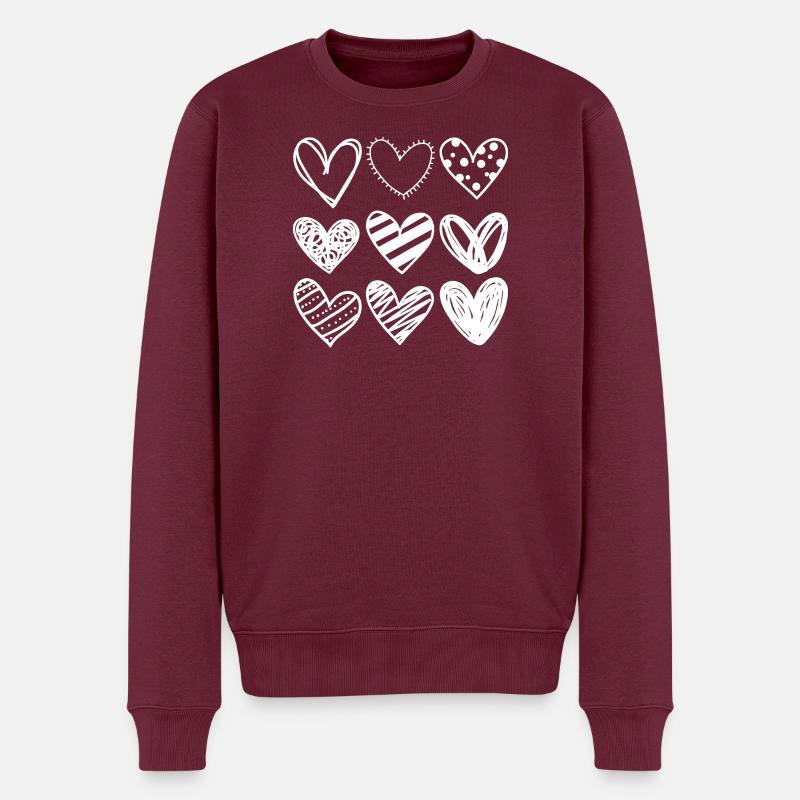Doodle Hearts Sketchset - Pull Premium bio Homme - bourgogne