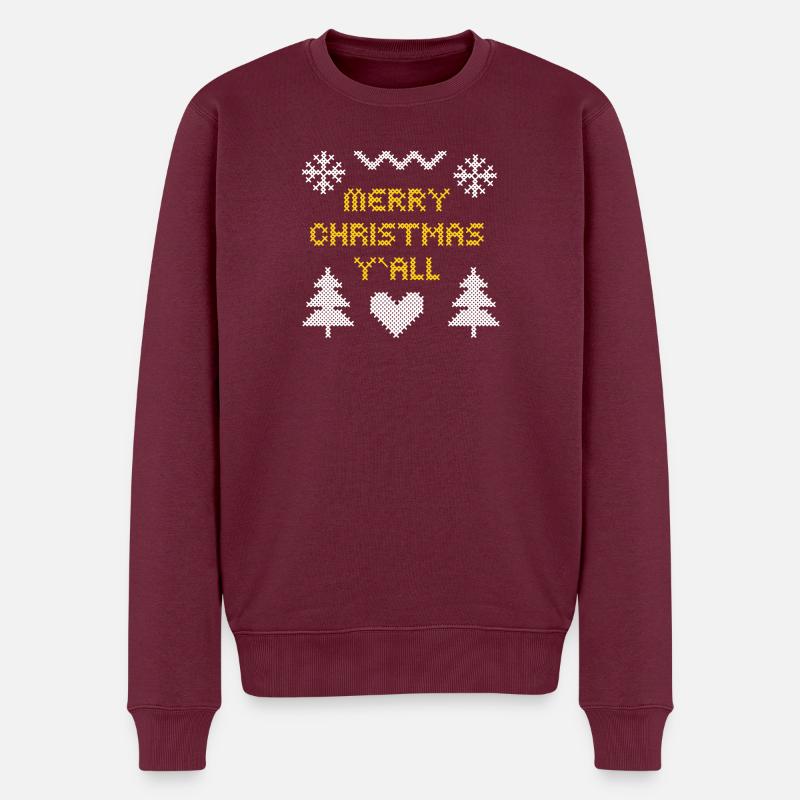 Frohe Weihnachten Pixel Art Design - Männer Premium Bio Pullover - Burgunderrot