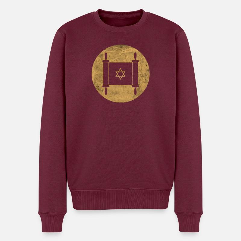 Torarolle im goldenen Kreis - Männer Premium Bio Pullover - Burgunderrot