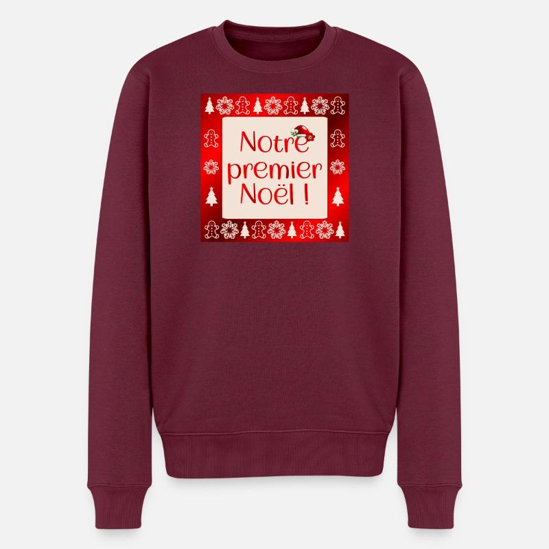 Unser erstes Weihnachten - Männer Premium Bio Pullover - Burgunderrot
