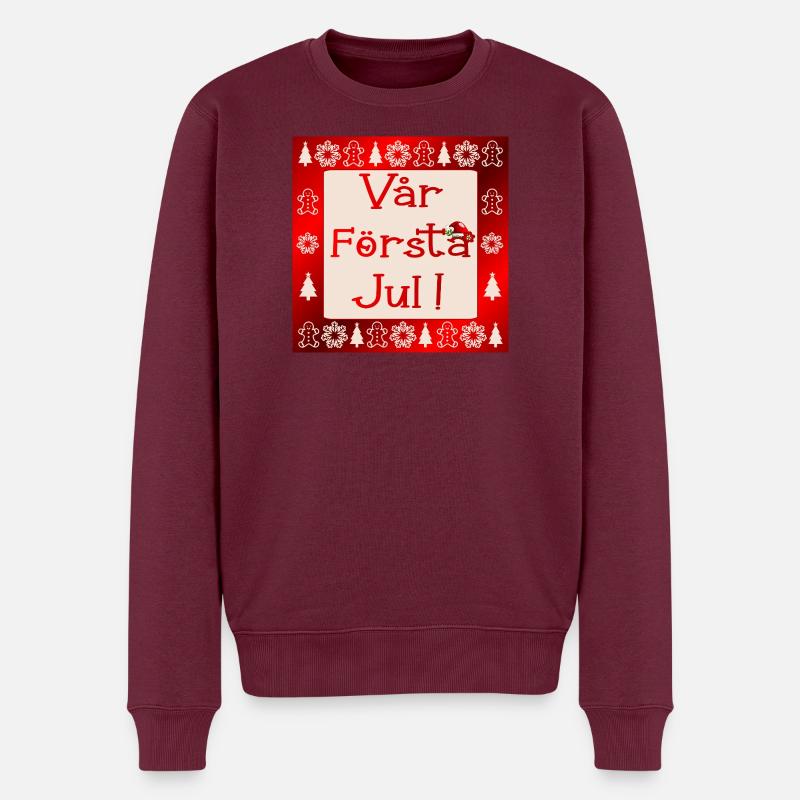 Unser erstes Weihnachten - Männer Premium Bio Pullover - Burgunderrot