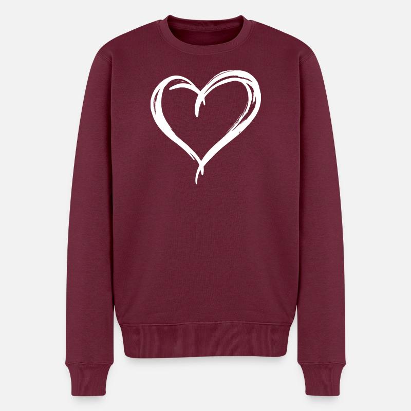 Herz - Männer Premium Bio Pullover - Burgunderrot