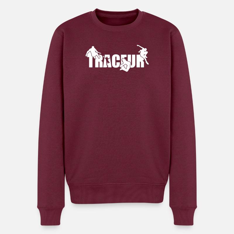 Parkour Traceur weiß - Männer Premium Bio Pullover - Burgunderrot