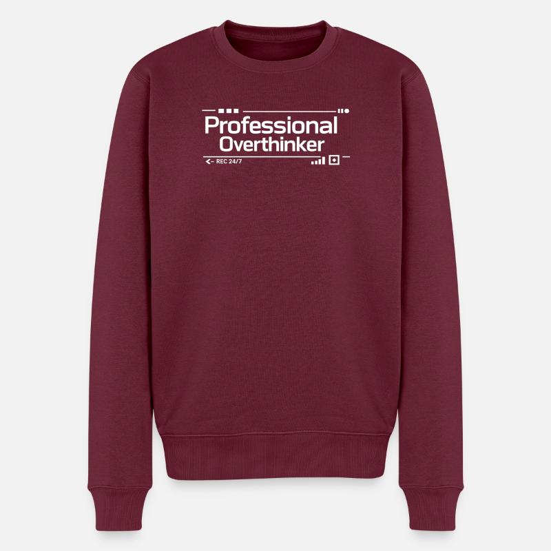 PROFESSIONAL OVERTHINKER Nerd - Männer Premium Bio Pullover - Burgunderrot