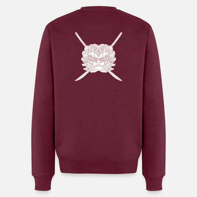 Lion japonais et katanas Croisées - Pull Premium bio Homme - bourgogne