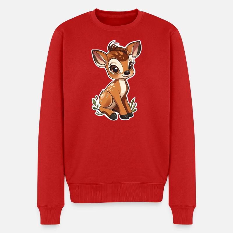 Reh - Männer Premium Bio Pullover - Rot