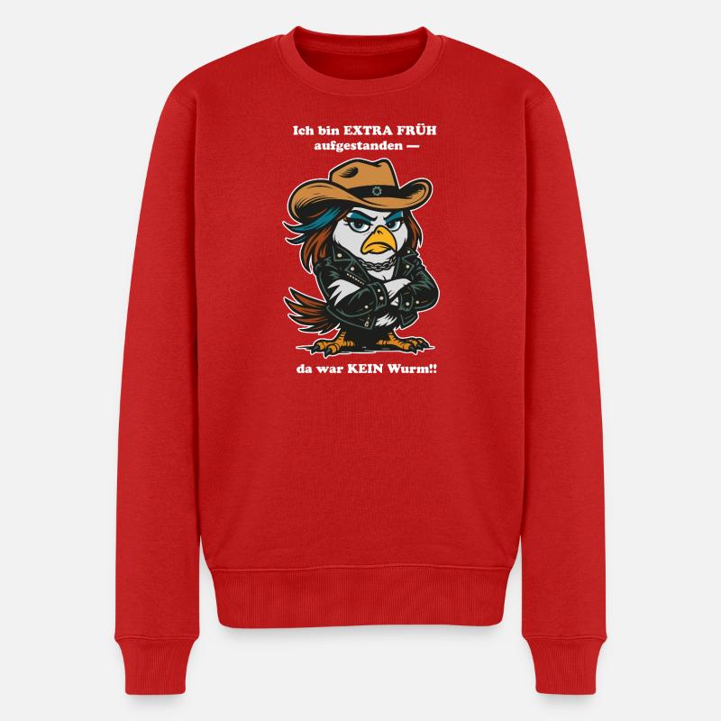 Früher Vogel - Männer Premium Bio Pullover - Rot