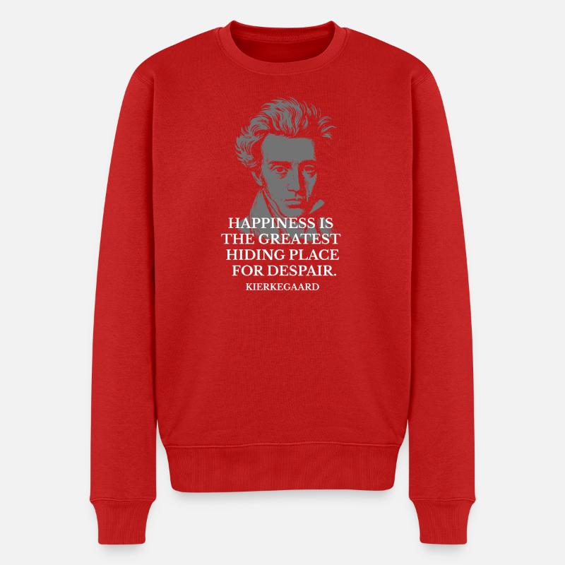 Kierkegaard Glückszitat-Tee - Männer Premium Bio Pullover - Rot