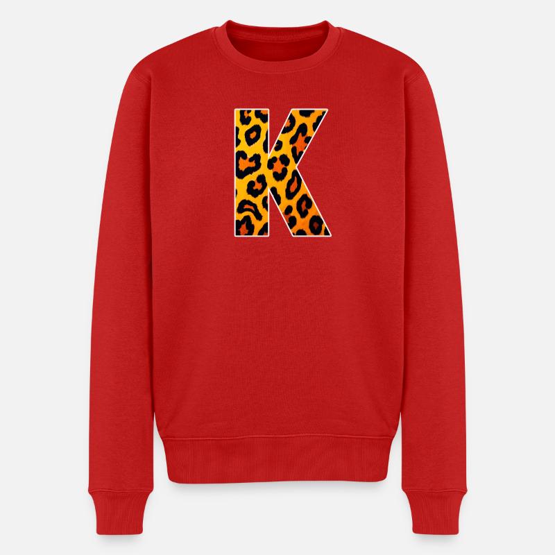 Leopardischer Buchstabe K - Männer Premium Bio Pullover - Rot