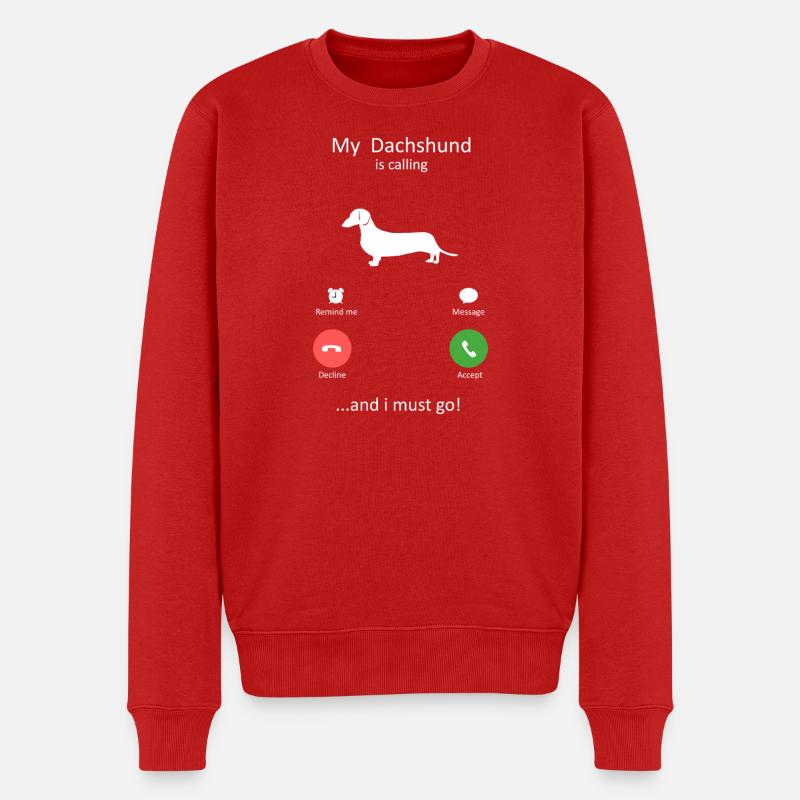 Dackel ruft Smartphone-Schnittstelle Kunst - Männer Premium Bio Pullover - Rot