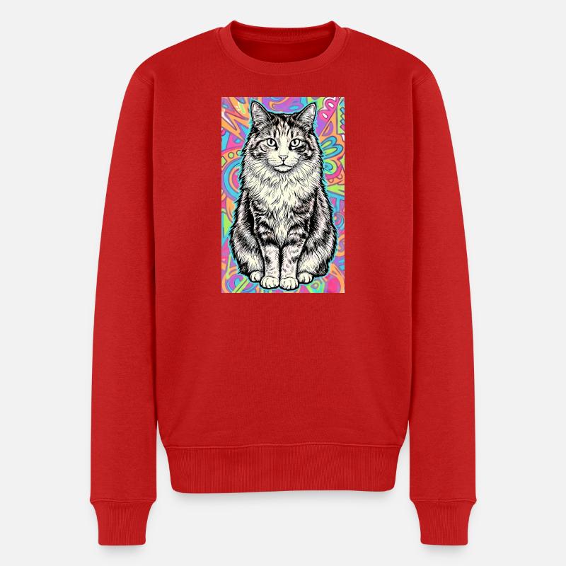 Katze - Männer Premium Bio Pullover - Rot