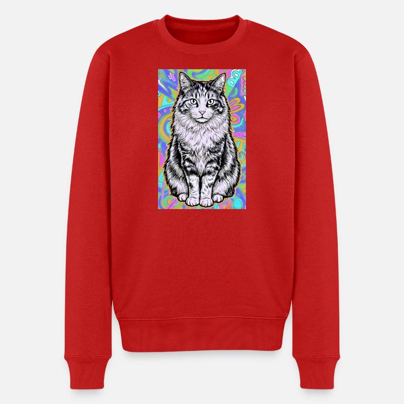 chat - Pull Premium bio Homme - rouge