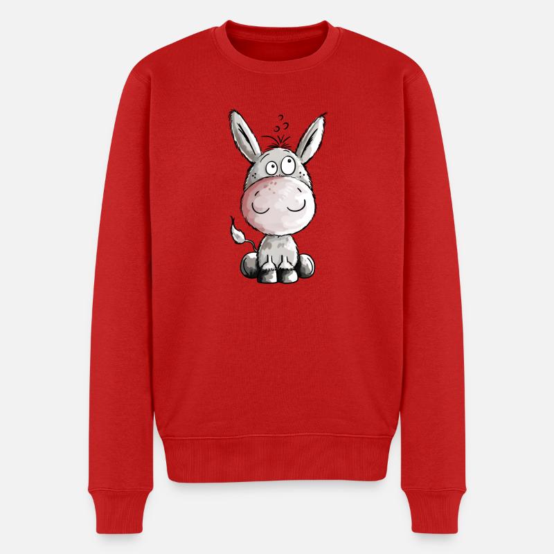Kleiner Esel - Eselchen - Comic - Tiere - Männer Premium Bio Pullover - Rot