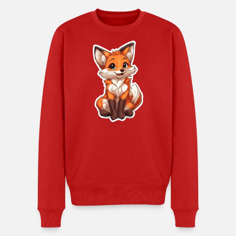 Fuchs - Männer Premium Bio Pullover - Rot