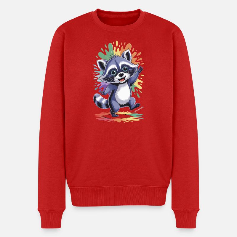 Raton laveur joyeux aux couleurs - Pull Premium bio Homme - rouge