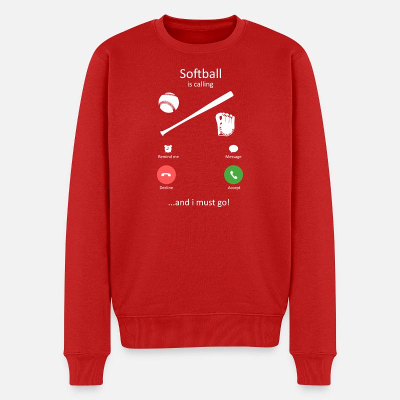 Softball appelle Appel entrant drôle - Pull Premium bio Homme - rouge