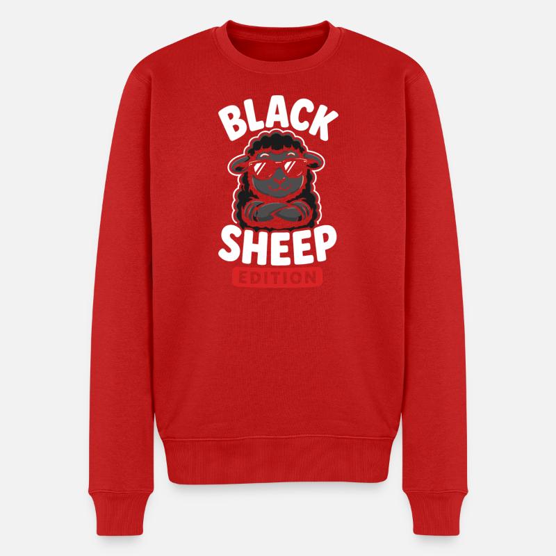Schwarzes Schaf mit Sonnenbrille - Männer Premium Bio Pullover - Rot