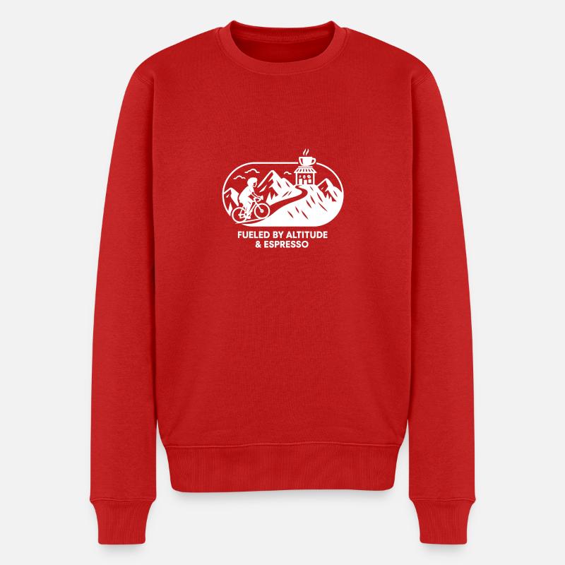 Rennrad & Espresso – Hoch hinaus mit Stil - Männer Premium Bio Pullover - Rot