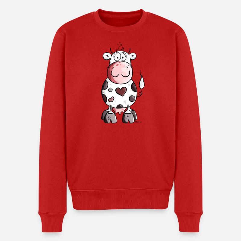 Verliebte Kuh - Männer Premium Bio Pullover - Rot