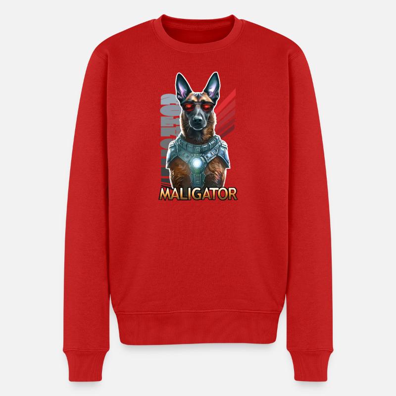 Futuristischer Maligator-Hund mit Brille - Männer Premium Bio Pullover - Rot