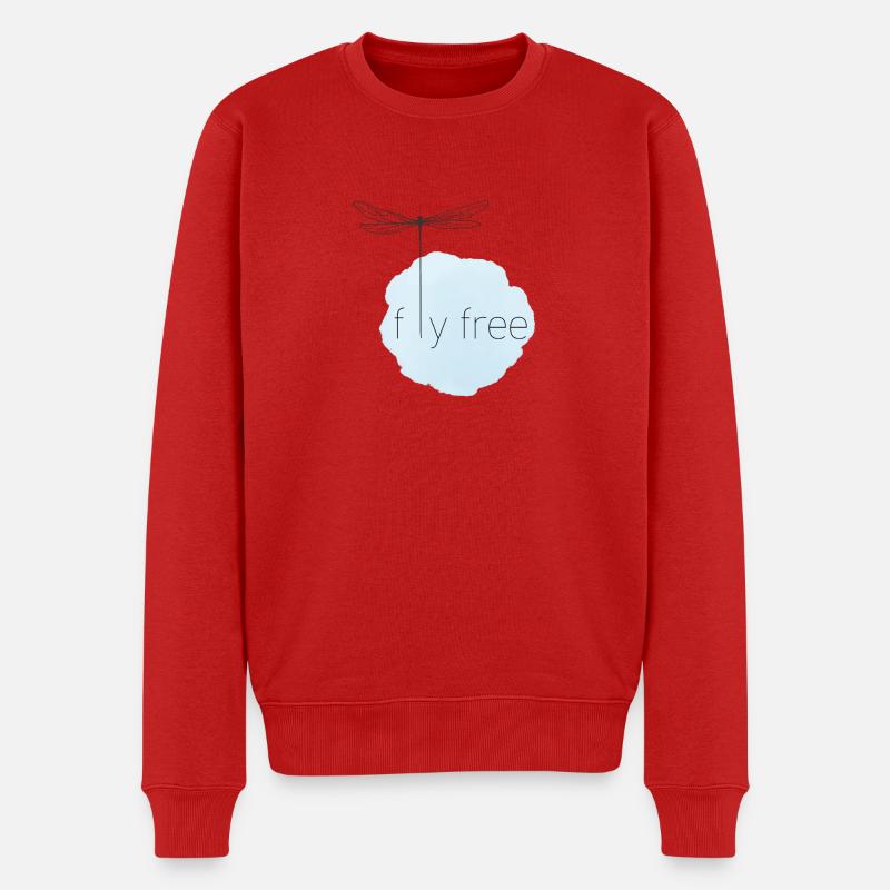 Luftiges Fliegendes Libellen-Motiv - Männer Premium Bio Pullover - Rot