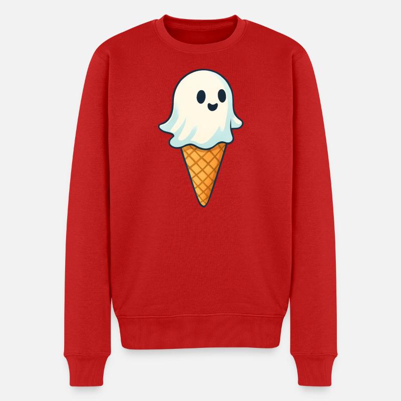 Süßer Geister-Eiscreme Druck - Männer Premium Bio Pullover - Rot