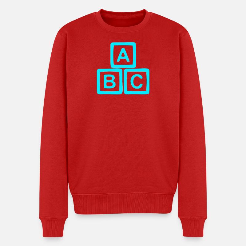 Neon ABC Block Muster - Männer Premium Bio Pullover - Rot