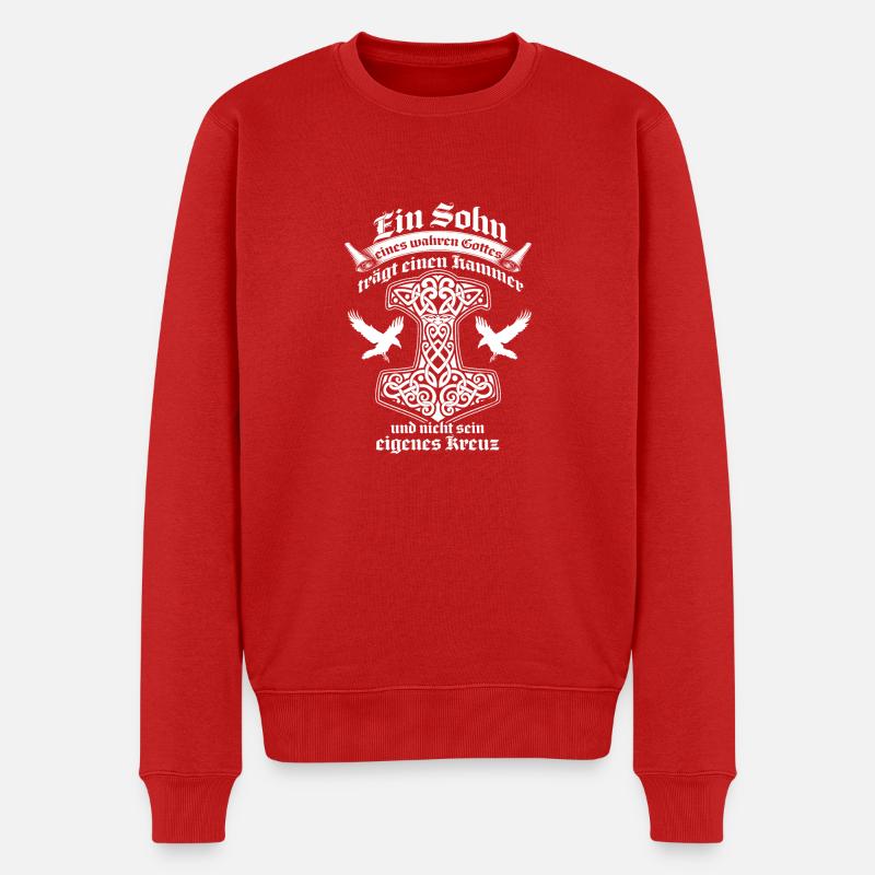 Wikinger - Sohn - Männer Premium Bio Pullover - Rot