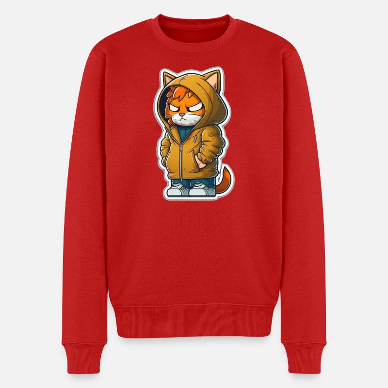 chat de bande dessinée - Pull Premium bio Homme - rouge