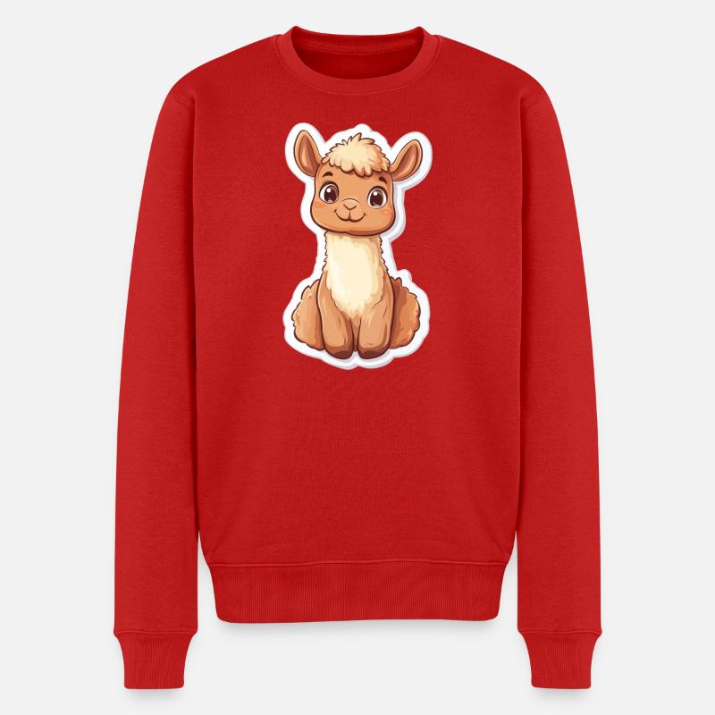 Lama Alpaka Llama - Männer Premium Bio Pullover - Rot
