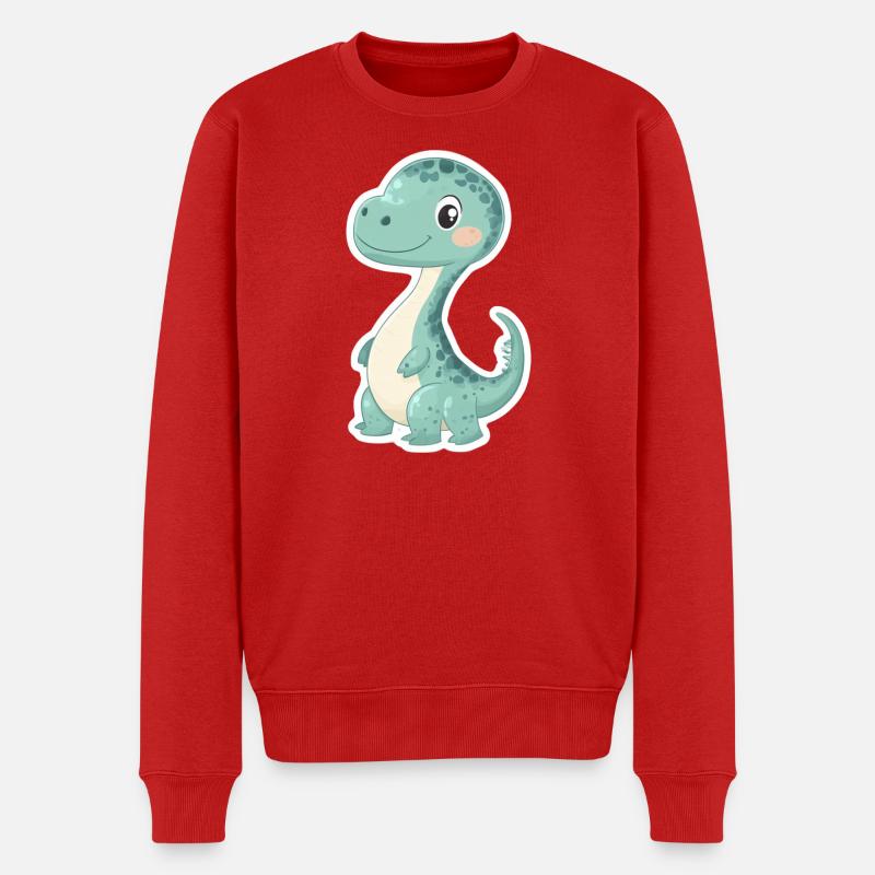Dinosaurier - Männer Premium Bio Pullover - Rot