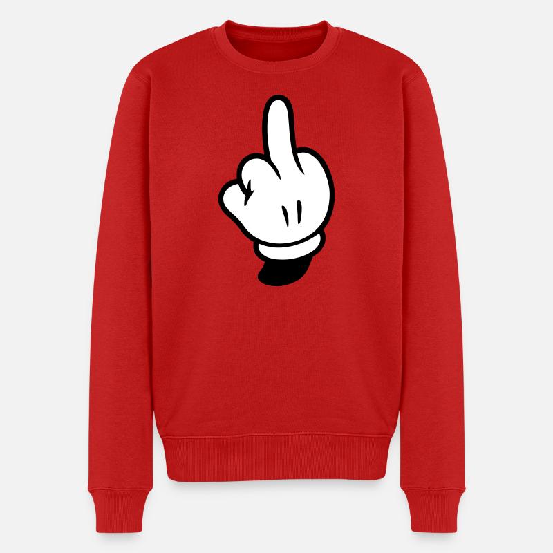 Mittelfinger Hand Comic - Männer Premium Bio Pullover - Rot