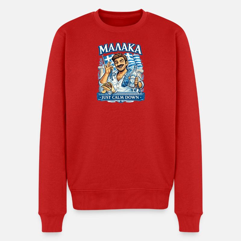 Malaka - Männer Premium Bio Pullover - Rot