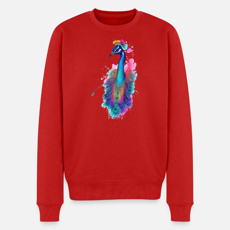 Pfau - Männer Premium Bio Pullover - Rot