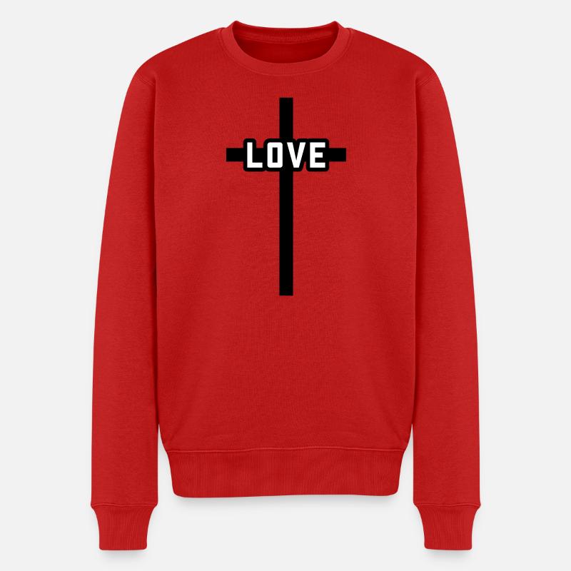Croix Amour Chrétien Symbole Jésus - Pull Premium bio Homme - rouge